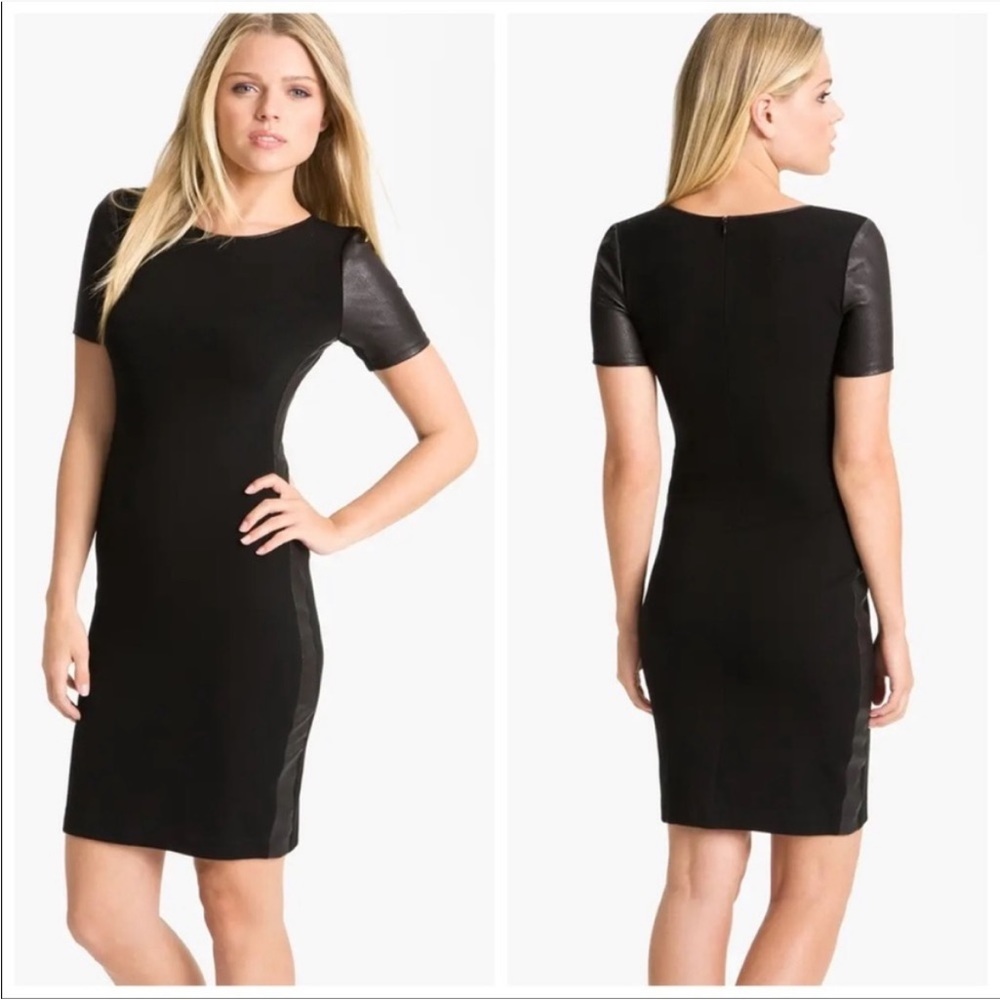 Theory Leilana Leather trim dress